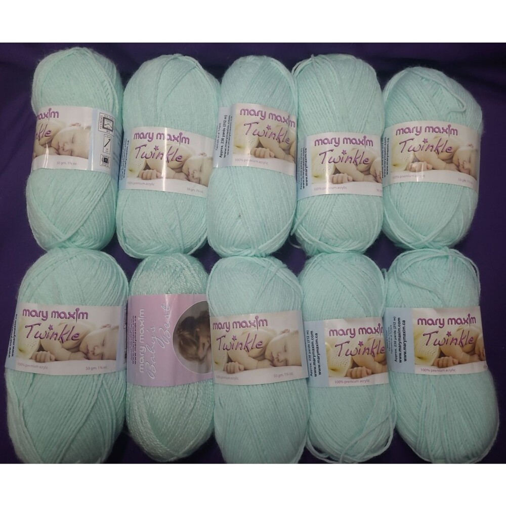 10 Skeins Vintage MARY MAXIM Twinkle Yarn~Baby - MINT